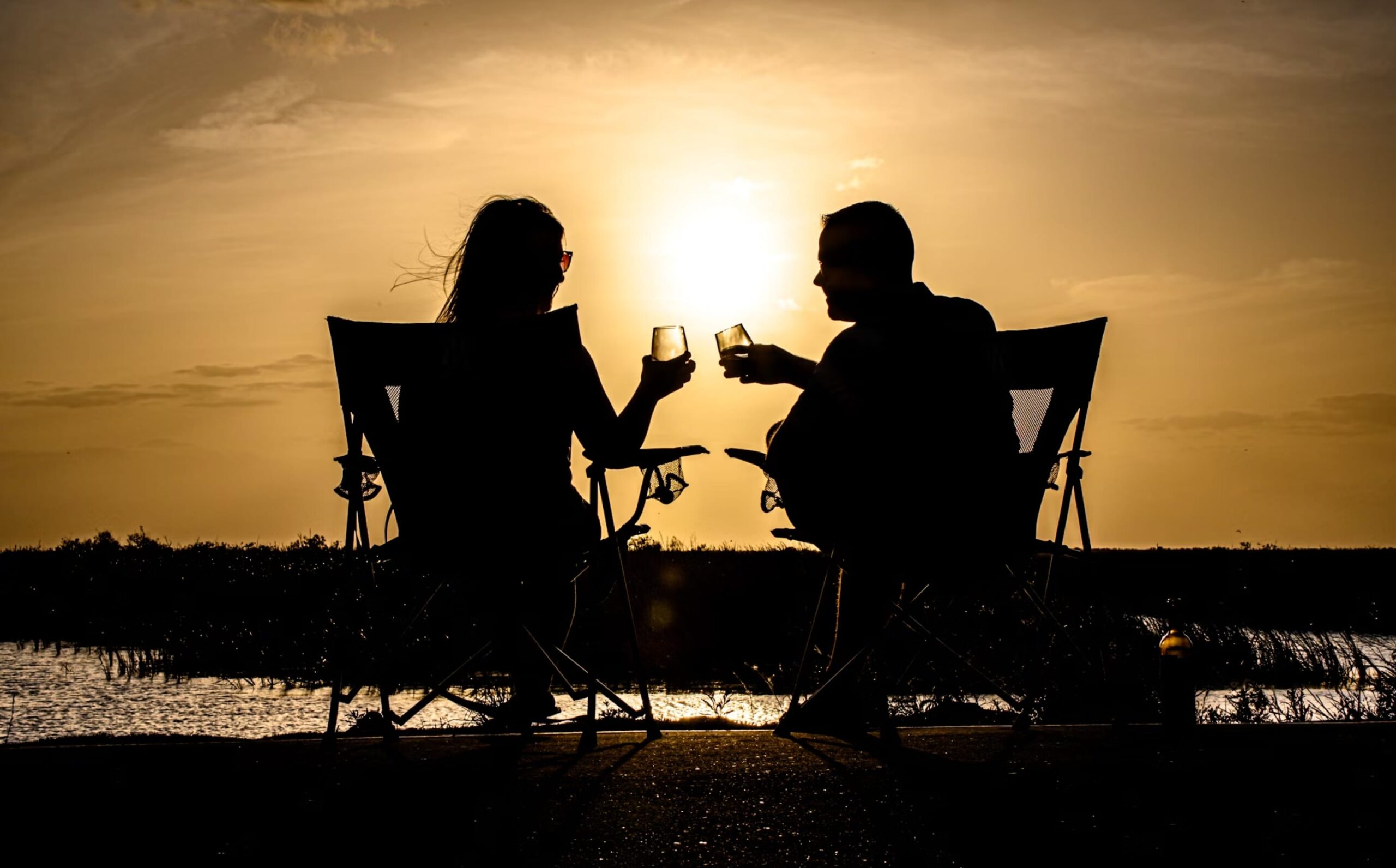 Sunset Couple Drinks